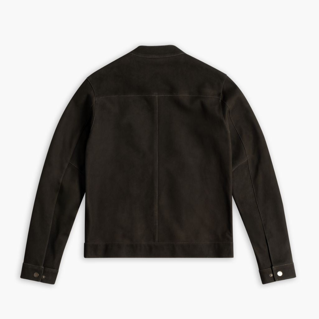 Racer Jacket | Dark Olive Suede