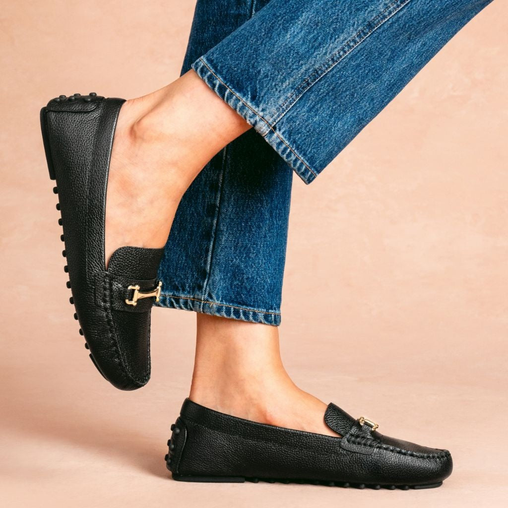 Driving Loafer | Black & Gold