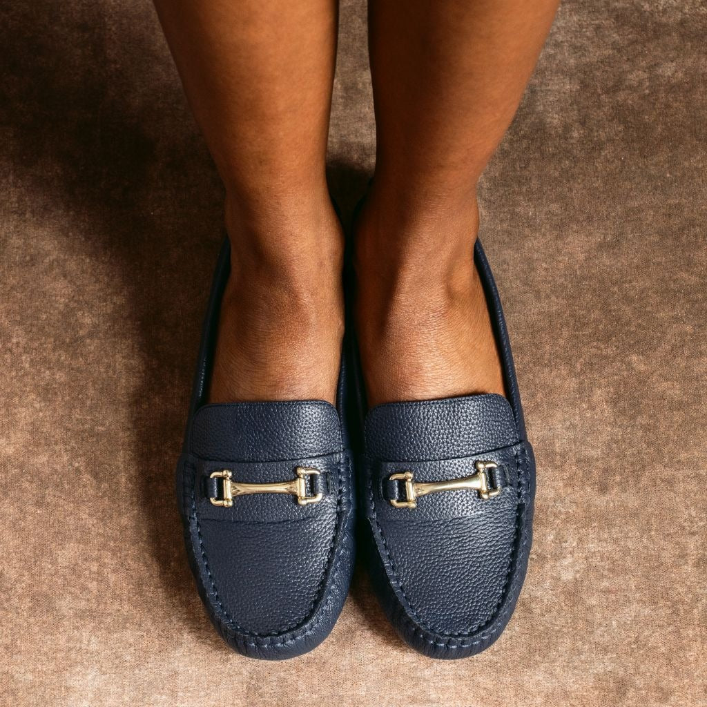 Driving Loafer | Navy & Gold