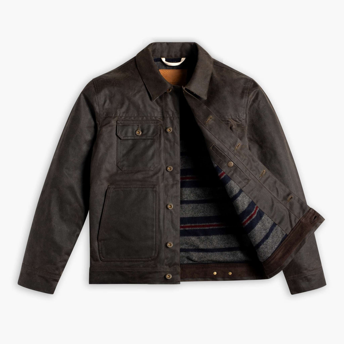 Waxed Trucker Jacket | Dark Olive