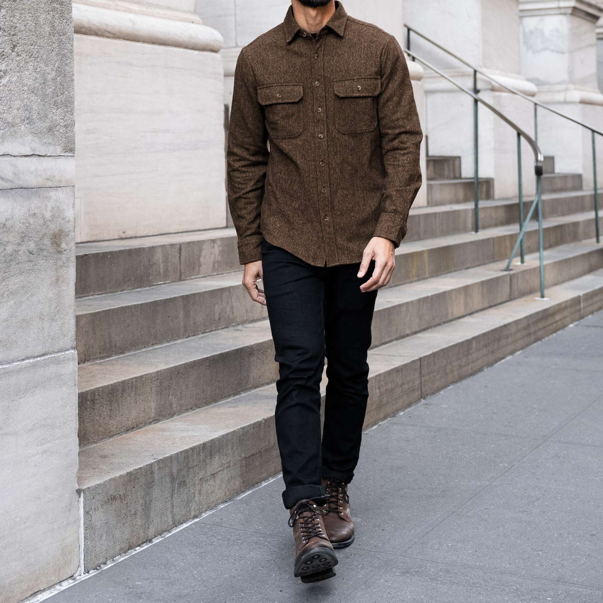 Summit Flannel Shirt | Brown Herringbone