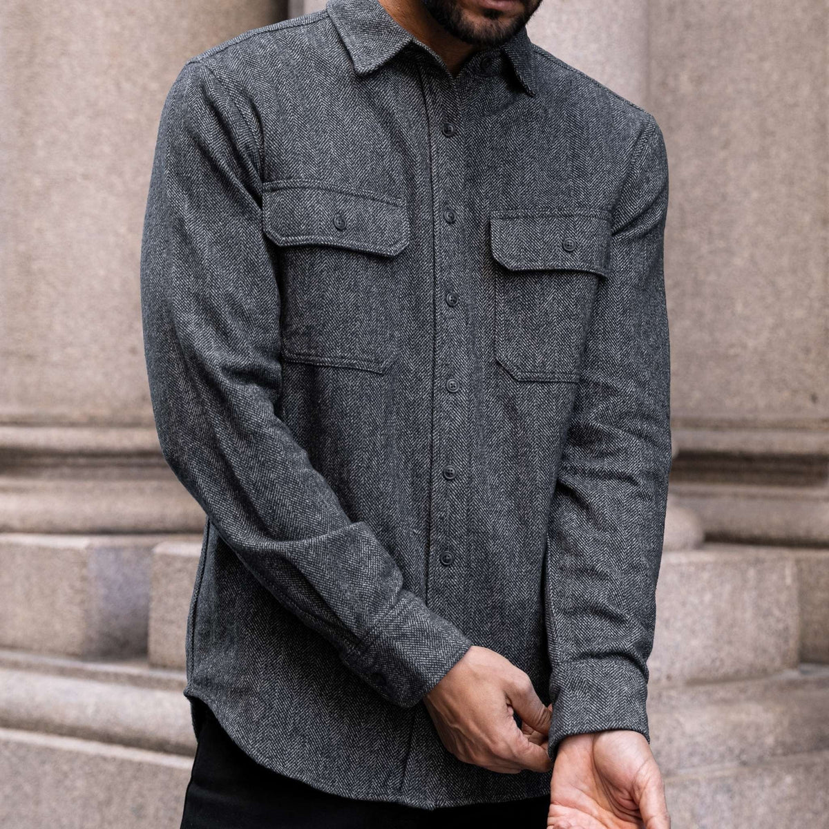 Summit Flannel Shirt | Blue Herringbone