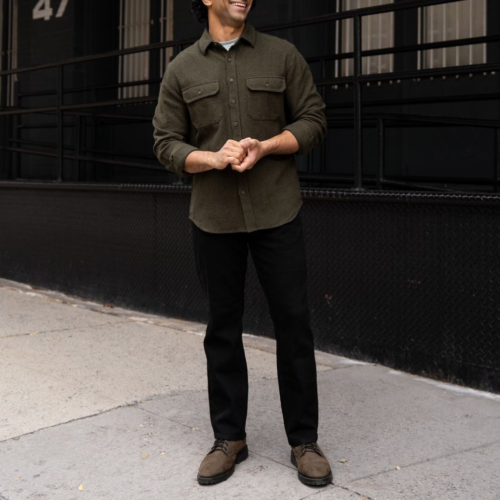Summit Flannel Shirt | Olive Herringbone