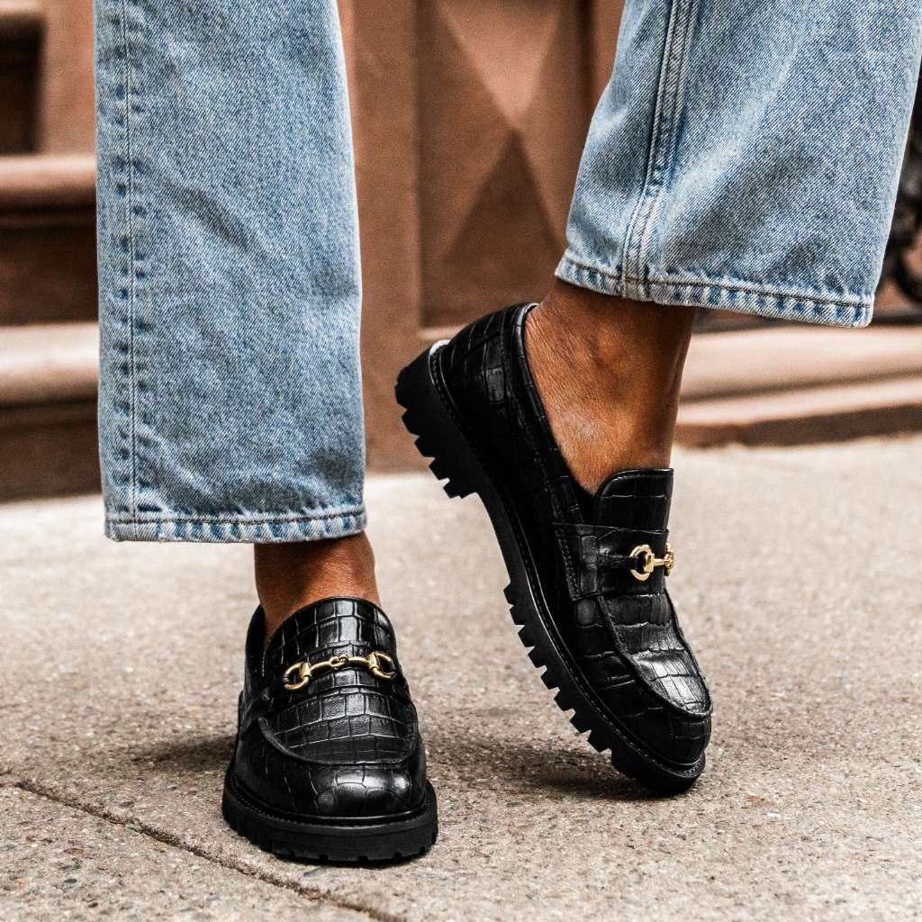 Penny | Black & Gold Croco